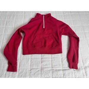 Brandy Melville California Red Quarter Zip John Galt Cropped Sweatshirt Women